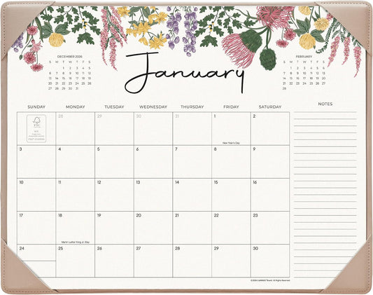 Cabbrix Desk Calendar 2027 with Desktop Mat 15"x 12", Apricot