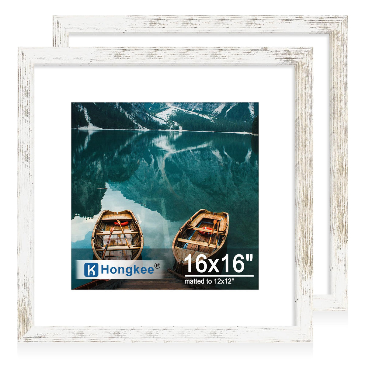 Hongkee 8x11 Picture Frame Set of 2, Real Glass, Rustic Brown Wood Frame