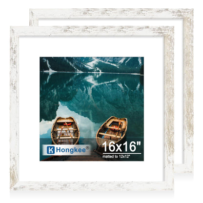 Hongkee 8x11 Picture Frame Set of 2, Real Glass, Rustic Brown Wood Frame