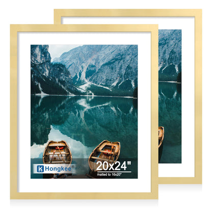 Hongkee 8x11 Picture Frame Set of 2, Real Glass, Rustic Brown Wood Frame
