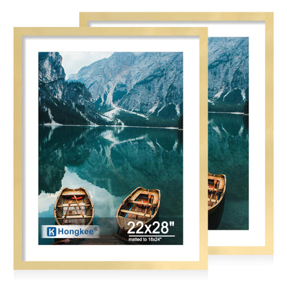 Hongkee 8x11 Picture Frame Set of 2, Real Glass, Rustic Brown Wood Frame