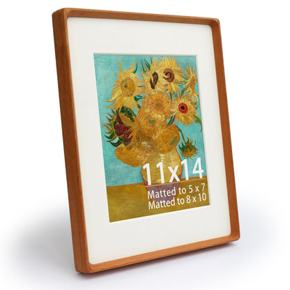 Wooden Picture Frames, 2.5x3.5 Small Polaroid Picture Frame Matted to 2x3 with Plexiglass, Teak Solid Natural Wood Tiny Photo Frame, For TableTop and Wall Mounting