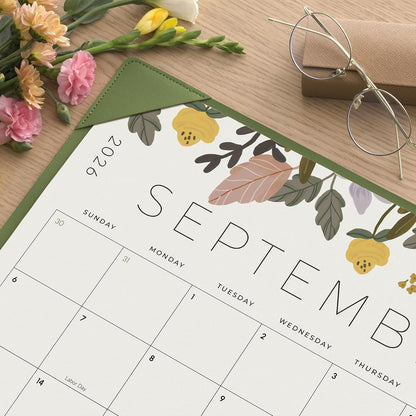Desk Calendar 2027 with Desktop Mat, Cabbrix Large Desk Pad Calendar 22 x 17 Inch 18 Months Runs From January 2027 to June 2028, Floral Design Calendar 2027 for Home School and Office (Green)