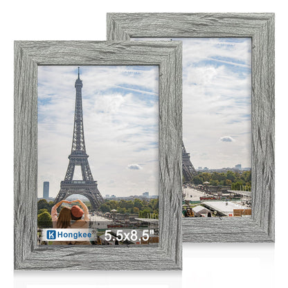 Hongkee 8x11 Picture Frame Set of 2, Real Glass, Rustic Brown Wood Frame
