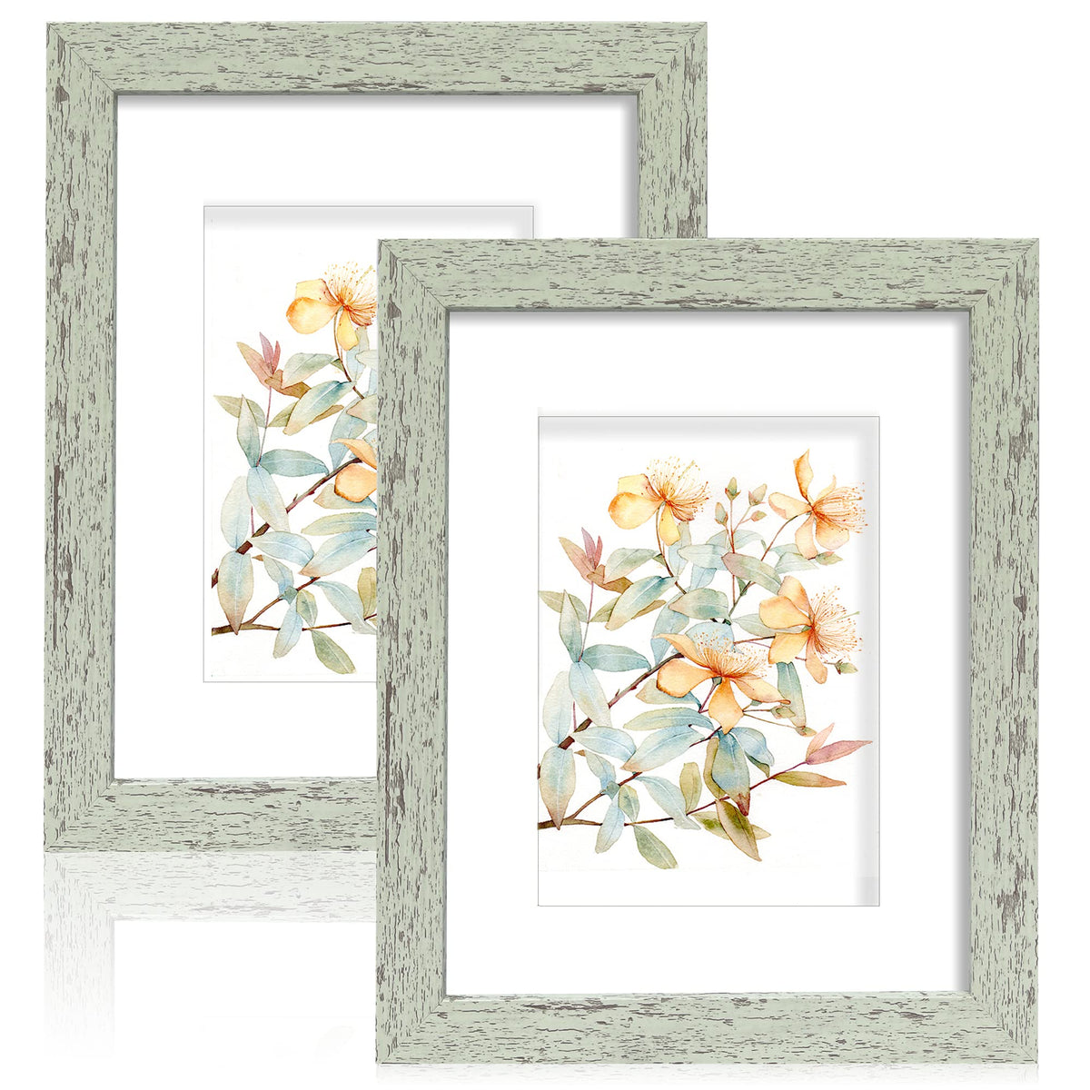 Hongkee 8x11 Picture Frame Set of 2, Real Glass, Rustic Brown Wood Frame