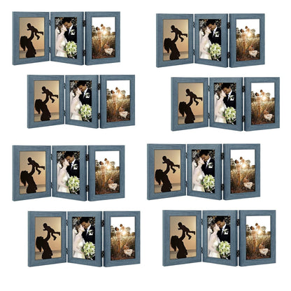 Golden State Art, 5x7 Triple Picture Frame Black- Real Glass, 1 Pack