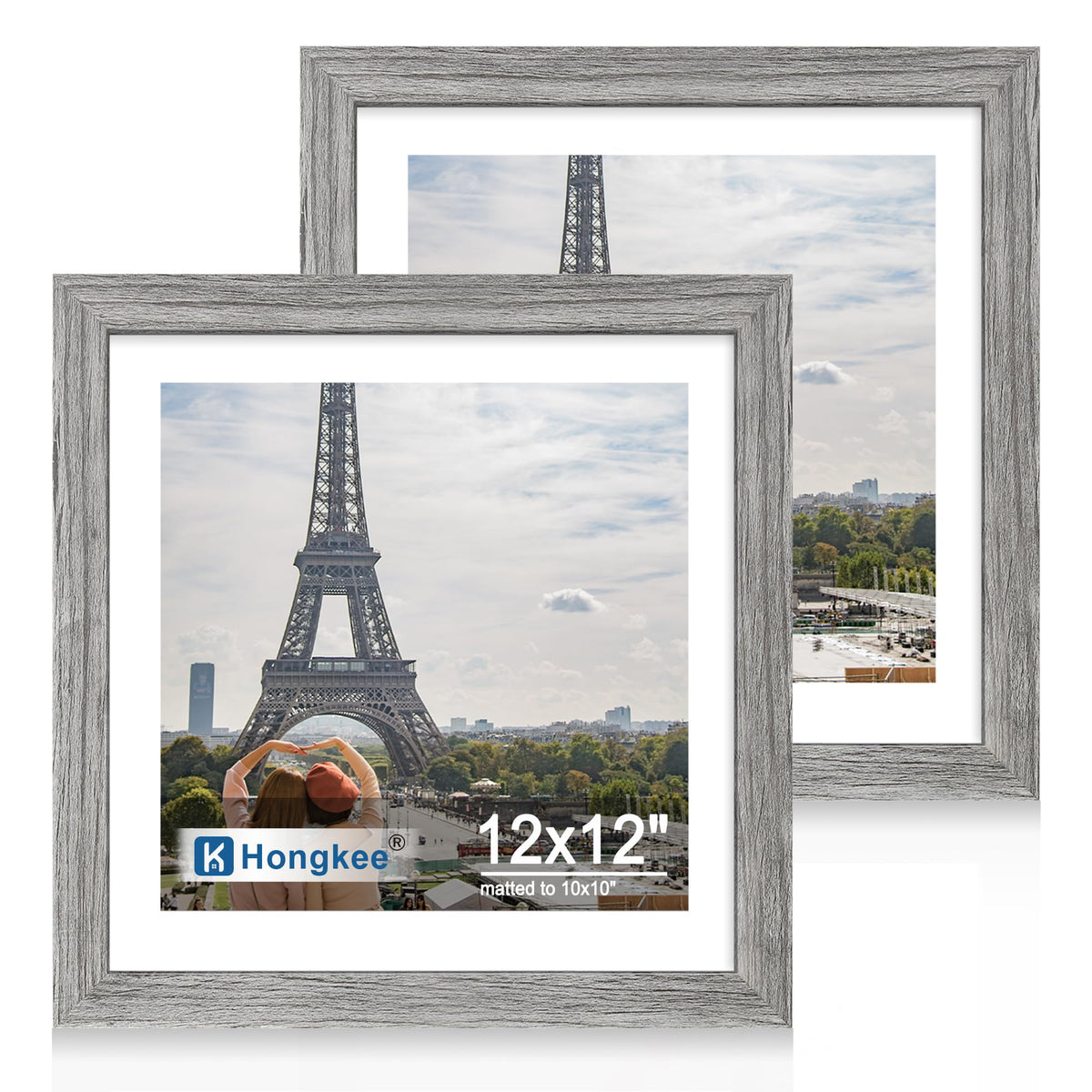 Hongkee 8x11 Picture Frame Set of 2, Real Glass, Rustic Brown Wood Frame