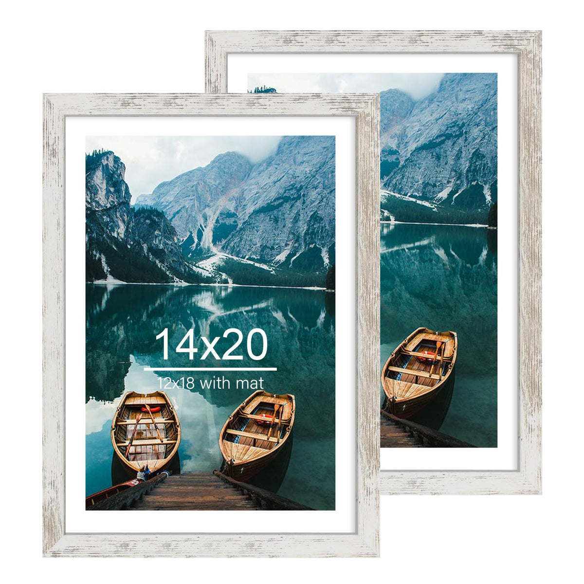 Hongkee 8x11 Picture Frame Set of 2, Real Glass, Rustic Brown Wood Frame