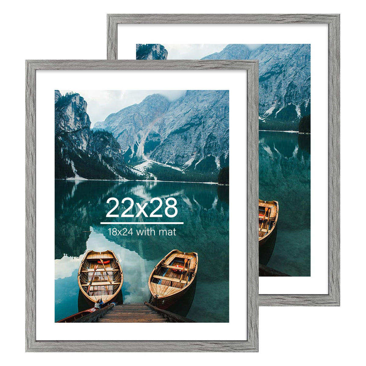 Hongkee 8x11 Picture Frame Set of 2, Real Glass, Rustic Brown Wood Frame