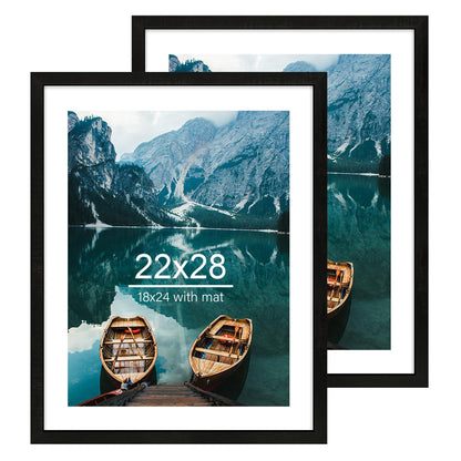 Hongkee 8x11 Picture Frame Set of 2, Real Glass, Rustic Brown Wood Frame