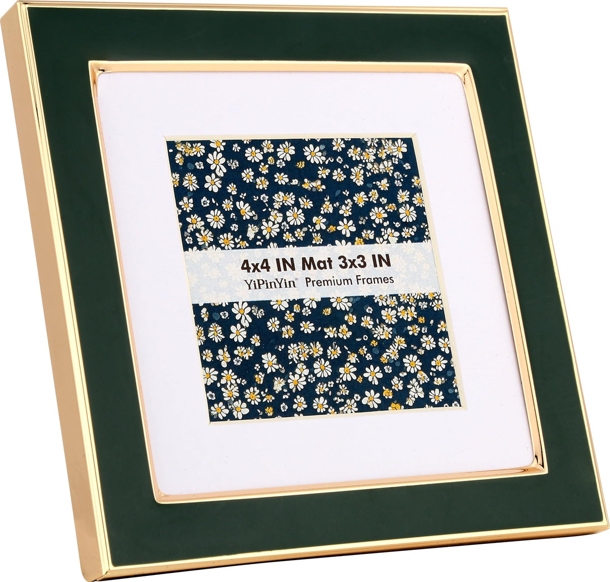 YiPinYin 5x7''Jasper Green Enamel Picture Frames with Gold-Plated Metal Frame Design,HD-Real Glass & Velvet Back,for Countertop,Tabletop Display,Bookshelf,Wall Décor