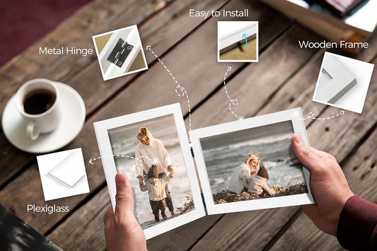 5x7 Vertical Horizontal Double Picture Frame, White Modern Wood Frame