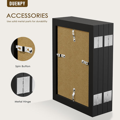 DUENPY 4 Folding 5x7 Accordion Wood Frame Plexiglass Black