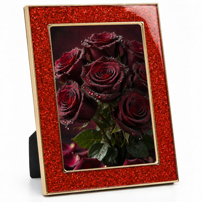 4x6 Enamel Picture Frame with Gold Metal Edge & HD Tempered Glass, Yellow