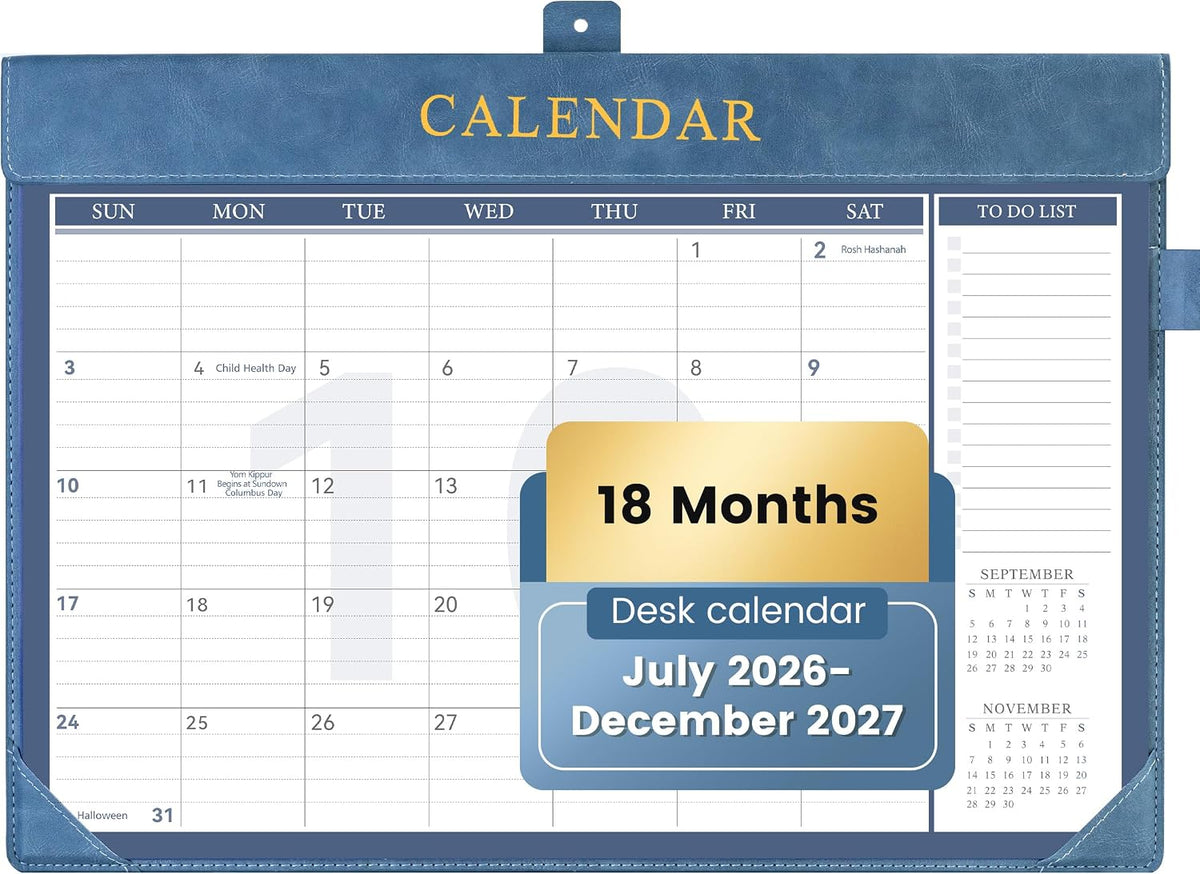 Yoment Desk Calendar 2026-2027, 17" x 12", from Now - Dec 2027(18 Months)