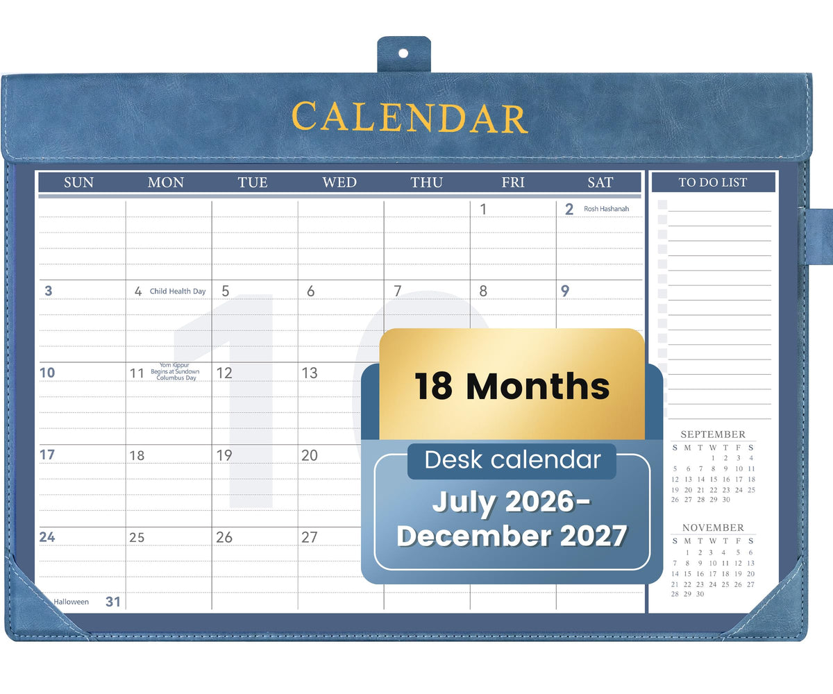 Yoment Desk Calendar 2026-2027, 17" x 12", from Now - Dec 2027(18 Months)
