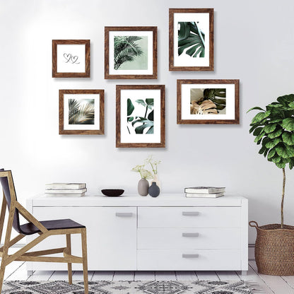 Hongkee 8x11 Picture Frame Set of 2, Real Glass, Rustic Brown Wood Frame