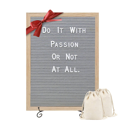 Felt Letter Board - 680 Letters, Numbers & Symbols, 16 x 12 inch, Changeable Message Board for Notes & Announcements, Wood Frame, 2 Storage Bags, Light Brown Frame