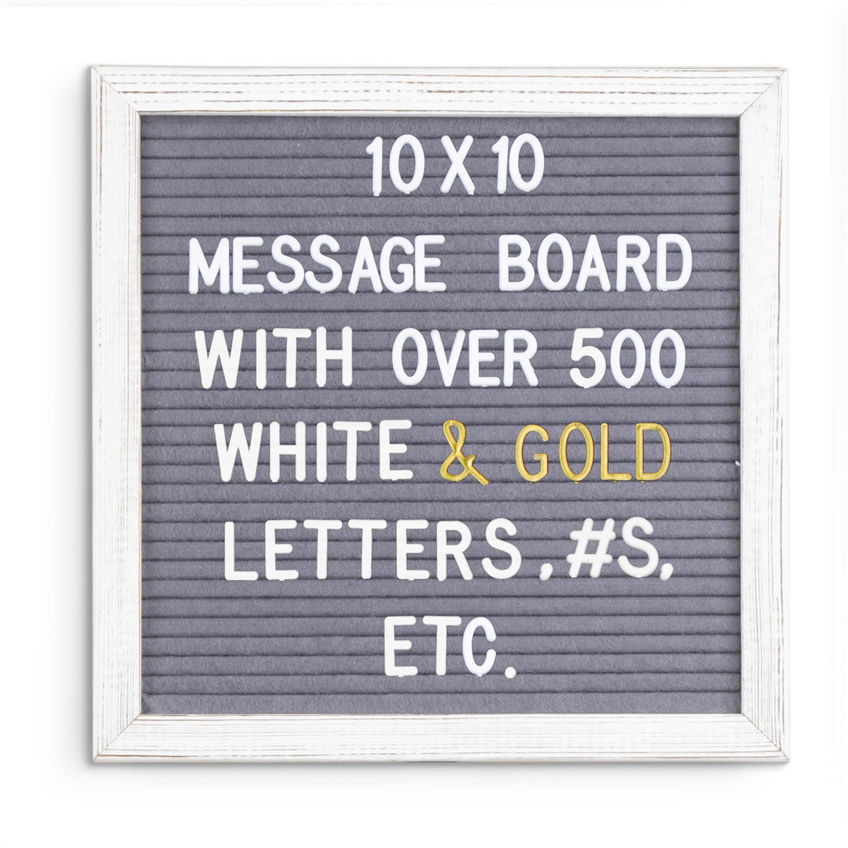 Real Wood Framed Felt Letter Board, Changeable Message Board, 10" x 10", Folding Stand and Wall Mount, 500+ Pieces of White & Gold Letters, Numbers, Words & Symbols, by Better Office Products (Rustic