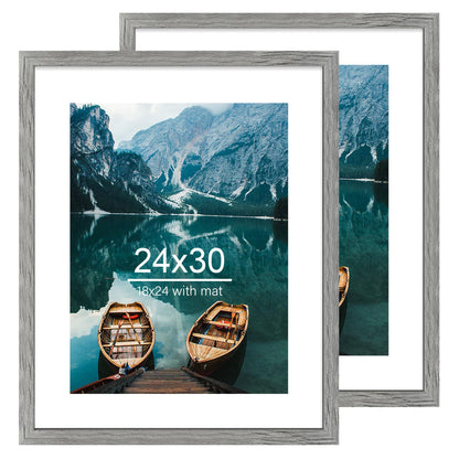 Hongkee 8x11 Picture Frame Set of 2, Real Glass, Rustic Brown Wood Frame