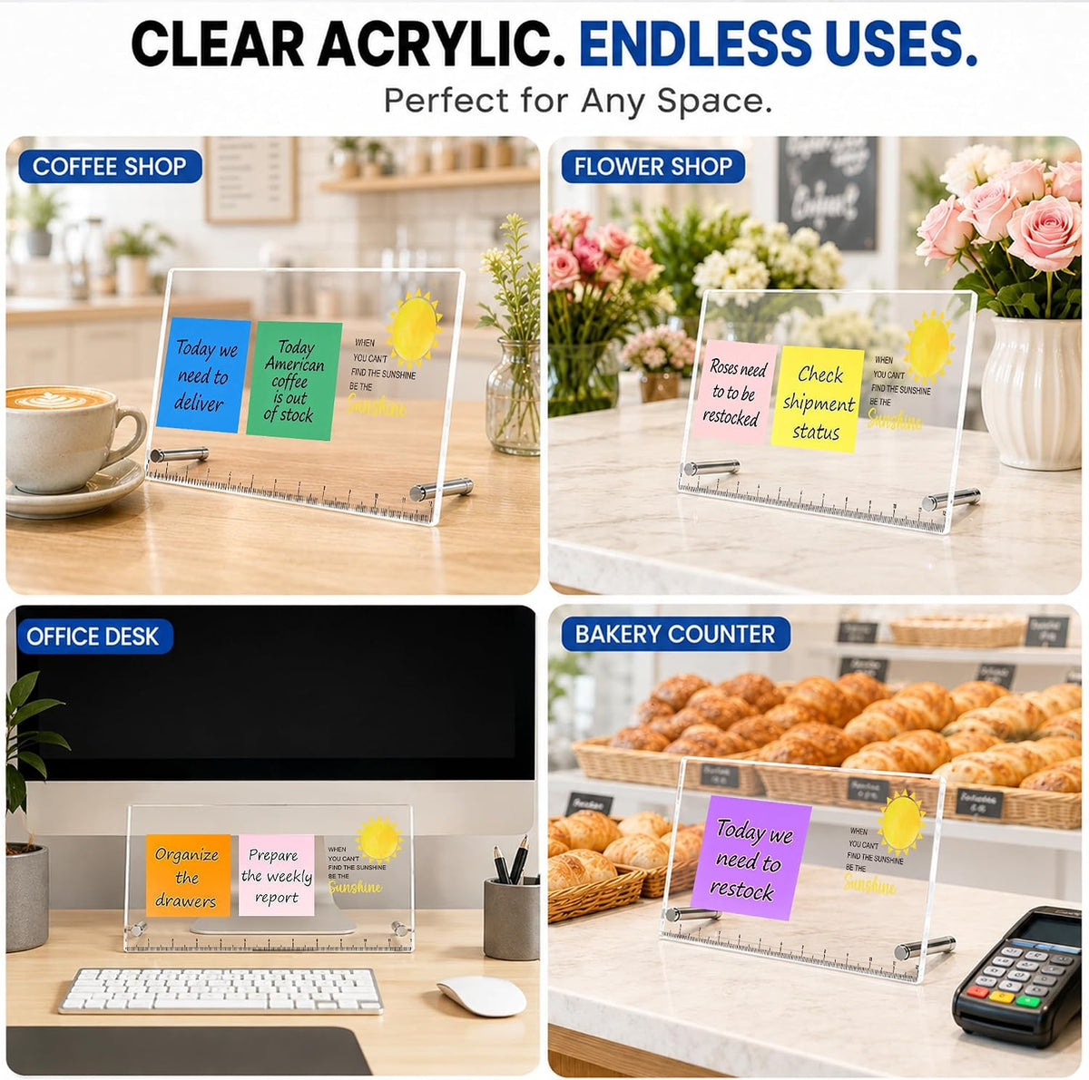 Monitor Memo Board Be The Sunshine Inspirational Acrylic Desk Note Holder