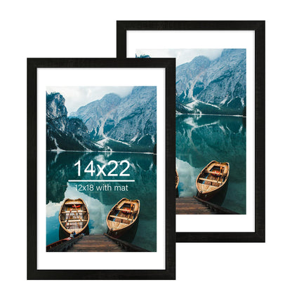 Hongkee 8x11 Picture Frame Set of 2, Real Glass, Rustic Brown Wood Frame