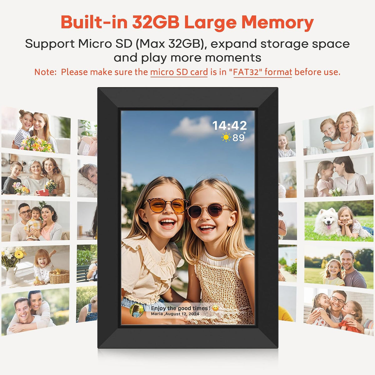 Frameo Digital Picture Frame,10.1" Electronic Photo Frames WiFi, 32GB