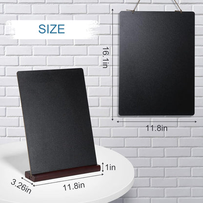 11.7x16.5 Inch Tabletop Chalkboard with Wood Base, Menu Chalkboard Stand, Message Board, Bar and Special Event Decorations, Hanging Double-Sided Chalkboards Sign for DIY Home Decoration-Walnut