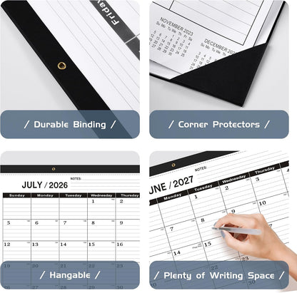 Desk Calendar 2026-2027 large 22 x17 (July 2026-December 2027) 2026-2027 Desk Calendar Large 22 x17,Classic Black Calendar 2027,Calendar 2027 with Plastic Cover