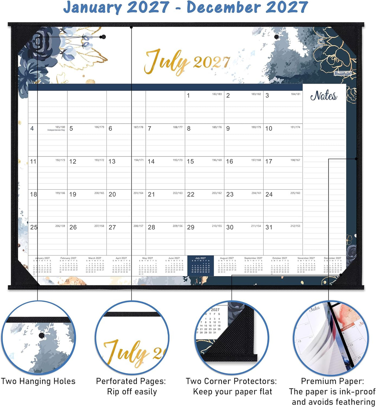2027 Desk Calendar, Large Desktop Calendar from January - December 2027