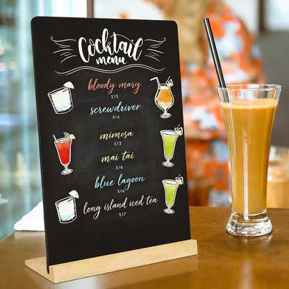 2 Pack 8.6x11.7 in Small Chalkboard Signs with Wood Base for Tabletop Decor Double Sided Mini Chalkboard for Restaurant Food Menu, Message Board, Wedding Party