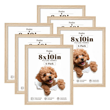 PEALSN 8x10 Picture Frame Set of 6, Wall or Tabletop, Black Woodgrain