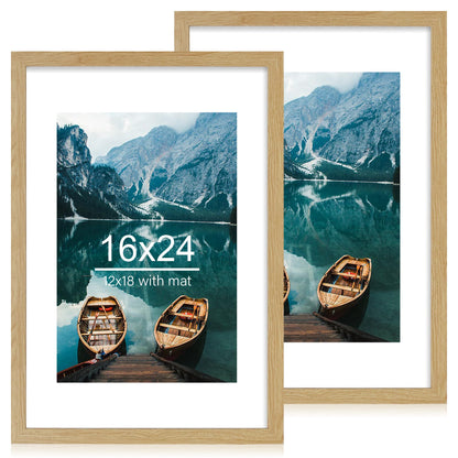 Hongkee 8x11 Picture Frame Set of 2, Real Glass, Rustic Brown Wood Frame