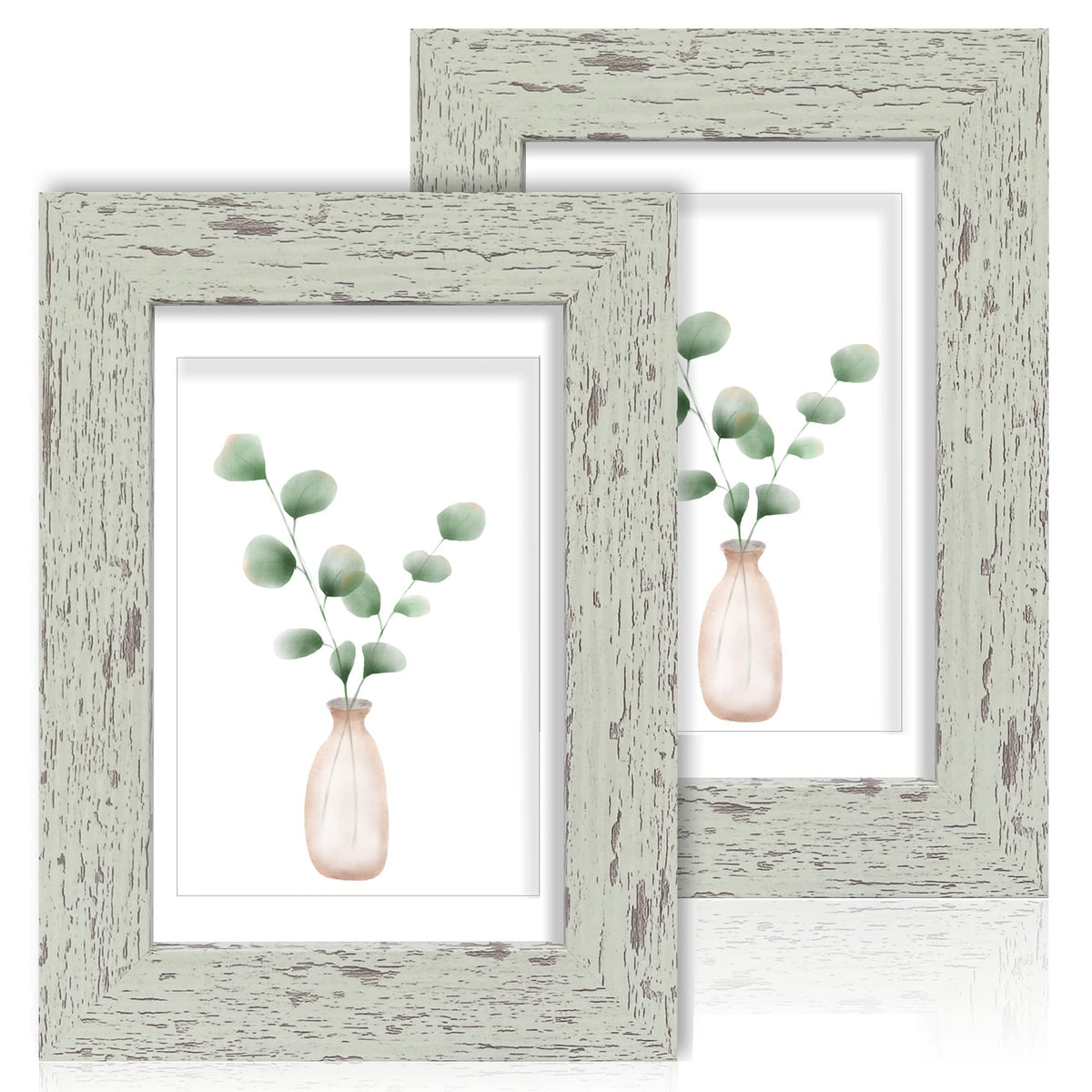 Hongkee 8x11 Picture Frame Set of 2, Real Glass, Rustic Brown Wood Frame