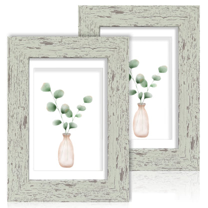Hongkee 8x11 Picture Frame Set of 2, Real Glass, Rustic Brown Wood Frame