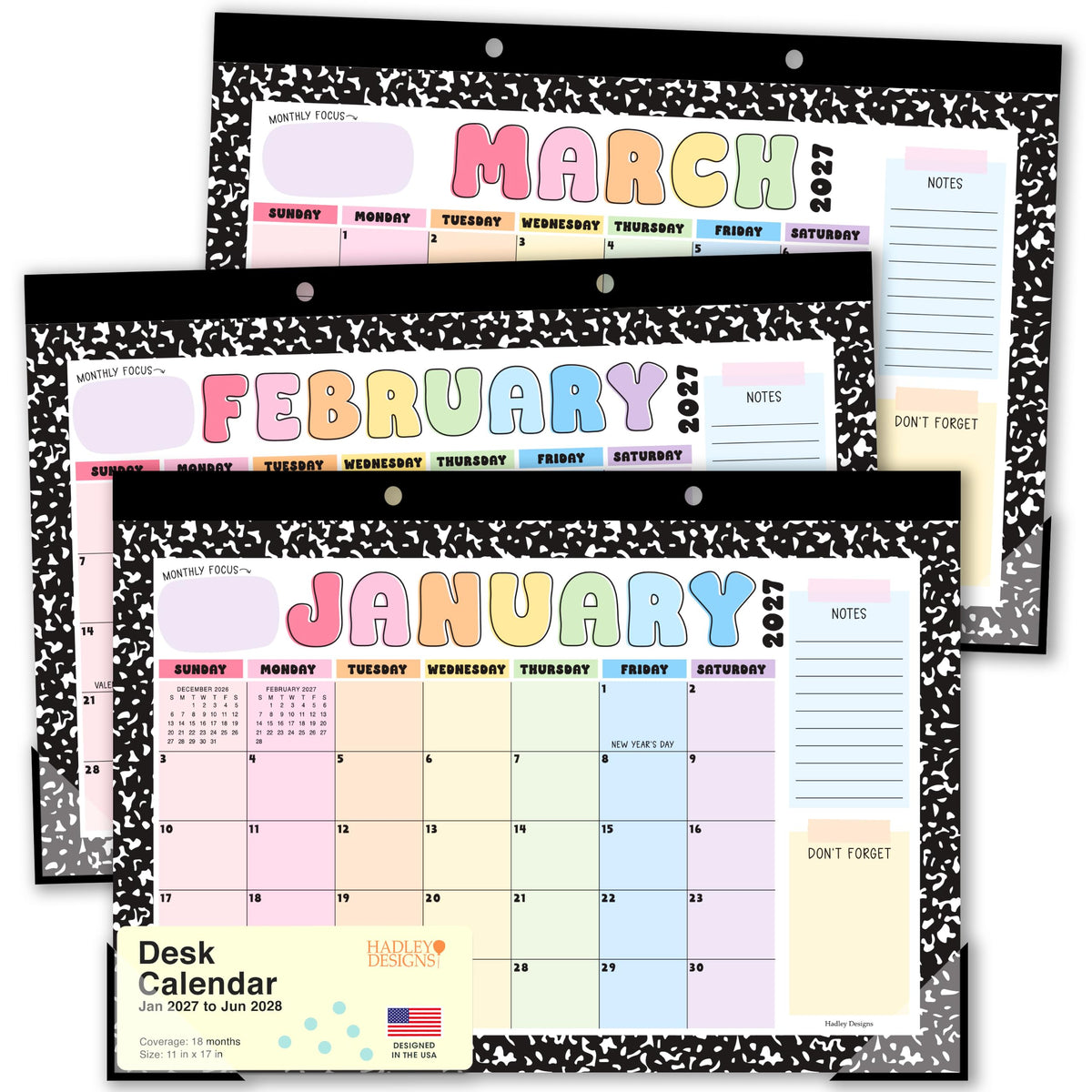Large Desk Calendar 2026 - Desktop Calendar 2026-2027