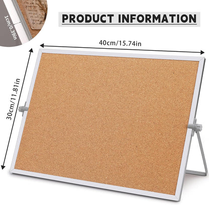 11.81"×15.74" Double Sided Cork Bulletin Board Aluminum Border Stand