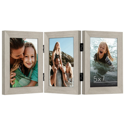 Americanflat Hinged 8x10 Picture Frame with Shatter-Resistant Glass - Double Picture Frames with Engineered Wood - Signature Collection - Photo Frame for Tabletop Display - Black