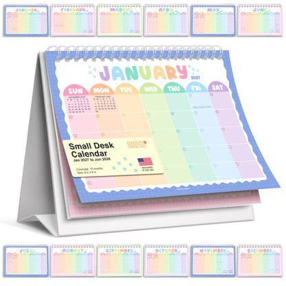 Small Desk Calendar 2026-2027 Standing Flip - 2026 Desk Calendar Small