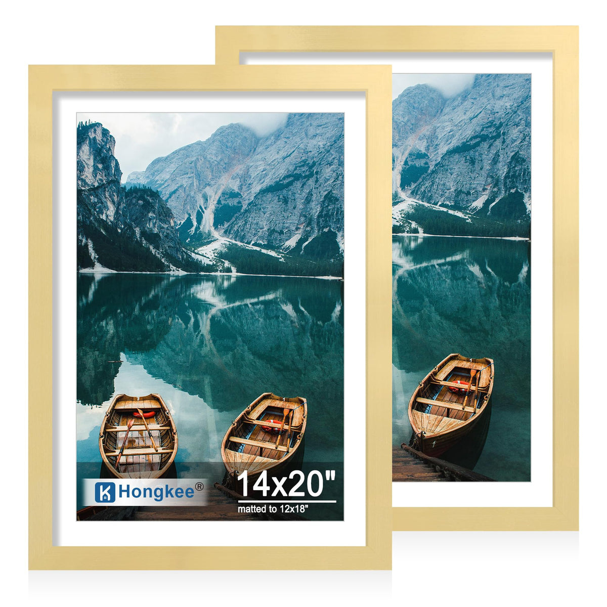 Hongkee 8x11 Picture Frame Set of 2, Real Glass, Rustic Brown Wood Frame
