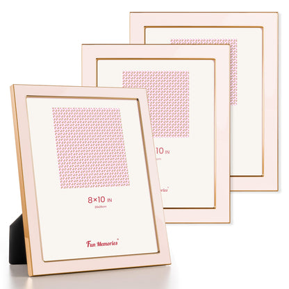 Fun Memories 4x6 Enamel Picture Frame with HD-Tempered Glass, Gold Metal Edge with Easel, Vertical & Horizontal Display, Wall and Tabletop Display Family Photo Gallery (White Enamel,1P)