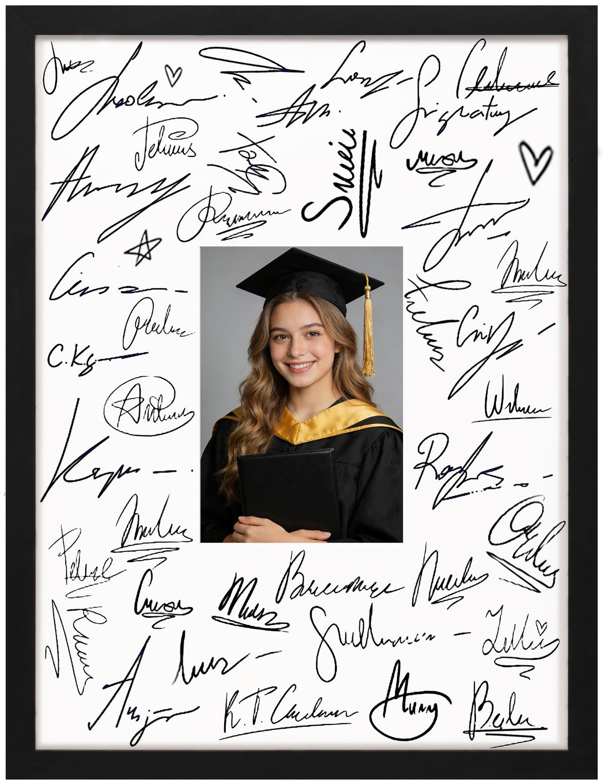 eletecpro 11x14 Signable Picture Frame with Clear Acrylic Cover, Signature Photo Frame with Mat Display 5x7 Photo for Tabletop or Wall, Wedding Guest Book Alternative, Graduation Decoration, Black