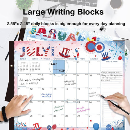 2027-2028 Desk Calendar - 22" x 17", 18 Month Desk Calendar January 2027 - June 2028, Large Monthly Desktop Calendar with Plastic Cover, Thick Paper, Corner Protectors (2 Stickers Included)