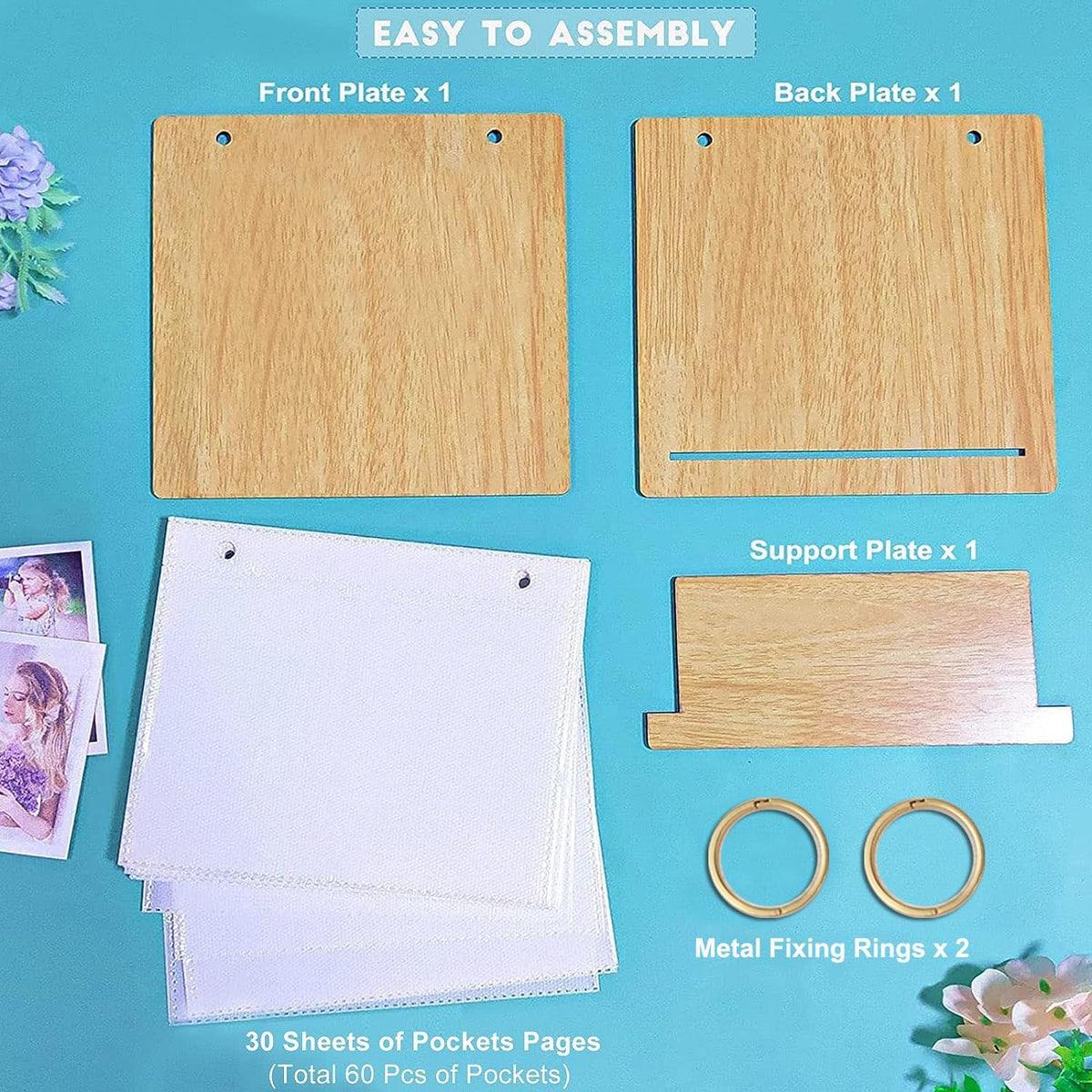 ZEEYUAN 60 Pockets of 4x6 Photo Frame Flip Photo Album on Stand 4x6 Picture Frames Collection for Desktop