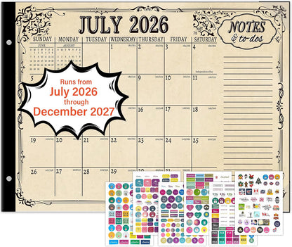 Desk Calendar 2026-2027, Monthly, Desk Pad, 22" x 17" Extra Large Desktop Calendar,18 Months from July 2026 to December 2027 for Home, Office Supplies, Vintage(July.2026-Dec.2027)