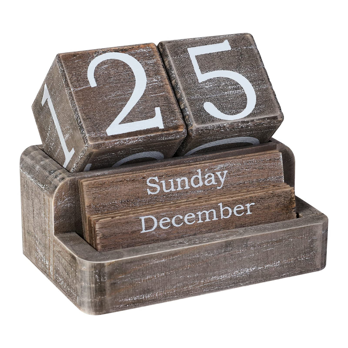 Wooden Block Calendar for Desk, Daily Desktop Perpetual Desk Calendar, Modern Farmhouse Aesthetic Desk Accessories for Home Office Decor, Teacher, Classroom, Reusable Yearly, Pink