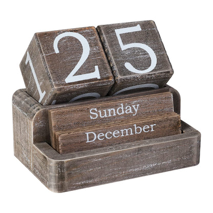 Wooden Block Calendar for Desk, Daily Desktop Perpetual Desk Calendar, Modern Farmhouse Aesthetic Desk Accessories for Home Office Decor, Teacher, Classroom, Reusable Yearly, Pink