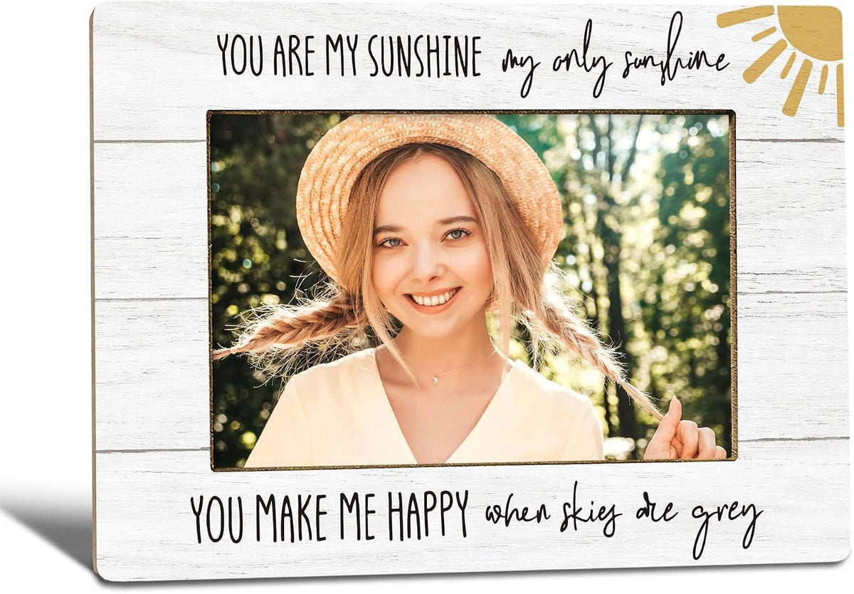 You Are My Sunshine Picture Frame, You Are My Sunshine Gifts, Motivational Gifts for Kids Women Men Photo Frame 4x6, Family Baby Girl Boy Wooden Photo Picture Frames for Desk Tabletop Decor
