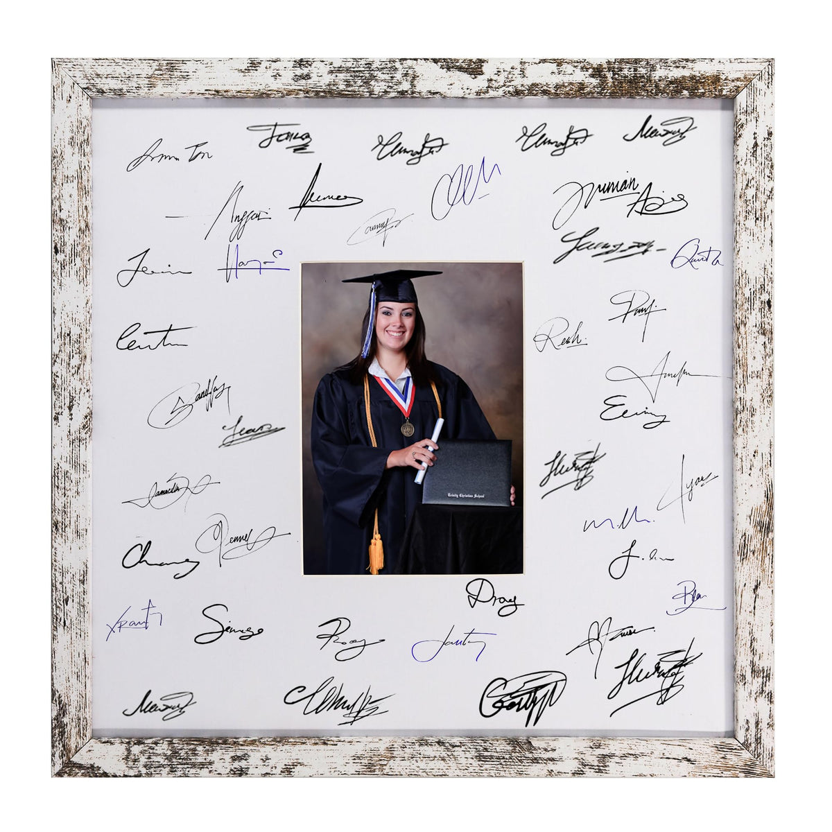 GarduationMall 11x14 Signature Picture Frame Holds 5x7 Photo with White Mat for Wedding Graduation | Wall or Tabletop Display