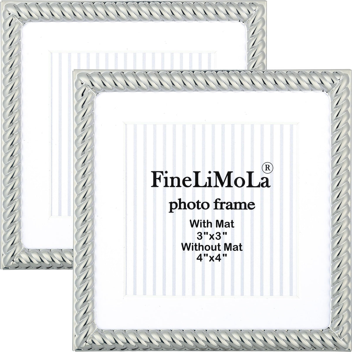 5x7'' Silver Rope Design Metal Picture Frames with Hi Quality Velvet Backing and Real Glass Front,Silver Photo Frame 7x5'' for Desktop Display Or Wall Hanging